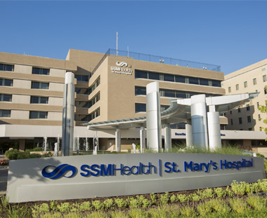 exterior view of the entrance to SSM Health St. Mary's Hospital - St. Louis