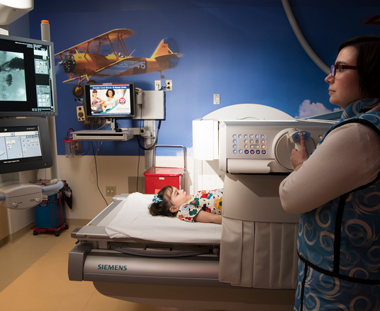 Little girl getting a CT scan