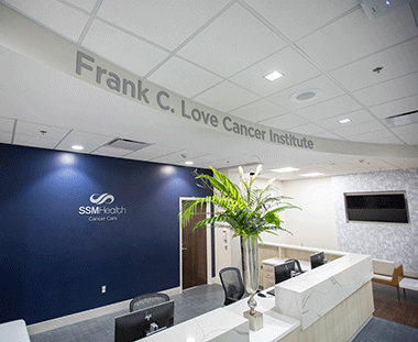 Reception desk of Frank C. Love Cancer Institute
